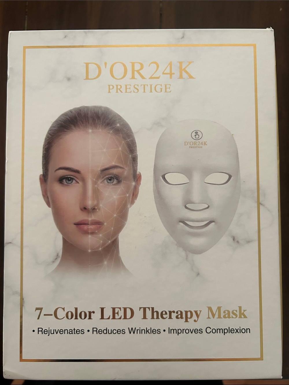 D'Or Skincare D'OR24K Prestige 7-Color LED Therapy Mask - White & Gold